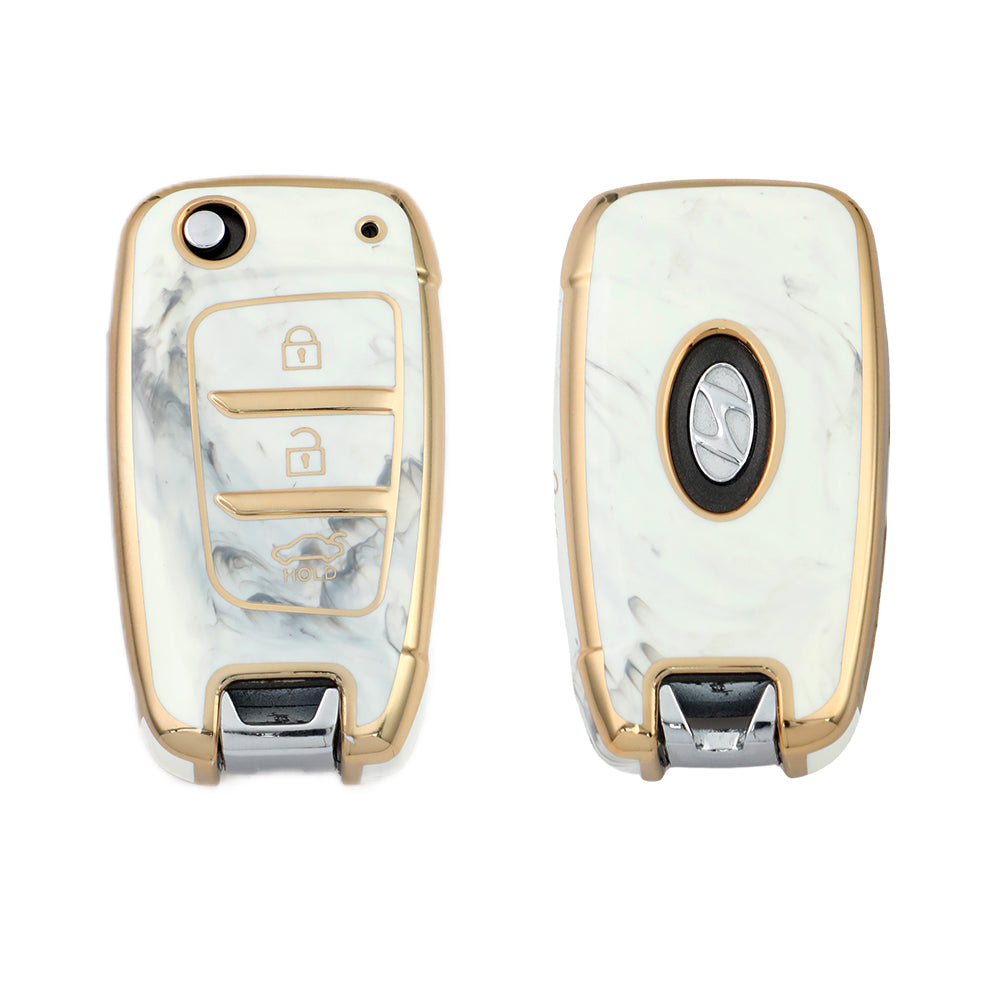 Keyzone TPU key cover for i20, Kona, Verna 3 button flip key (TP43)