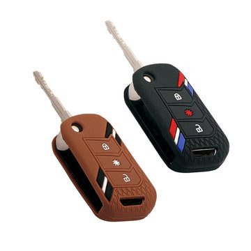 Keyzone Striped Key Cover – Mix Color Combo Offer (Buy 2 & Save) for Thar, Bolero, Scorpio, XUV700, XUV400, XUV3XO, XUV300, TUV300, Marazzo Flip Key (KZS-14)