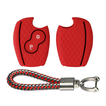 Keycare silicone key cover and keyring fit for : Terrano 2 button remote key (KC-20, Leather Thread Keychain)