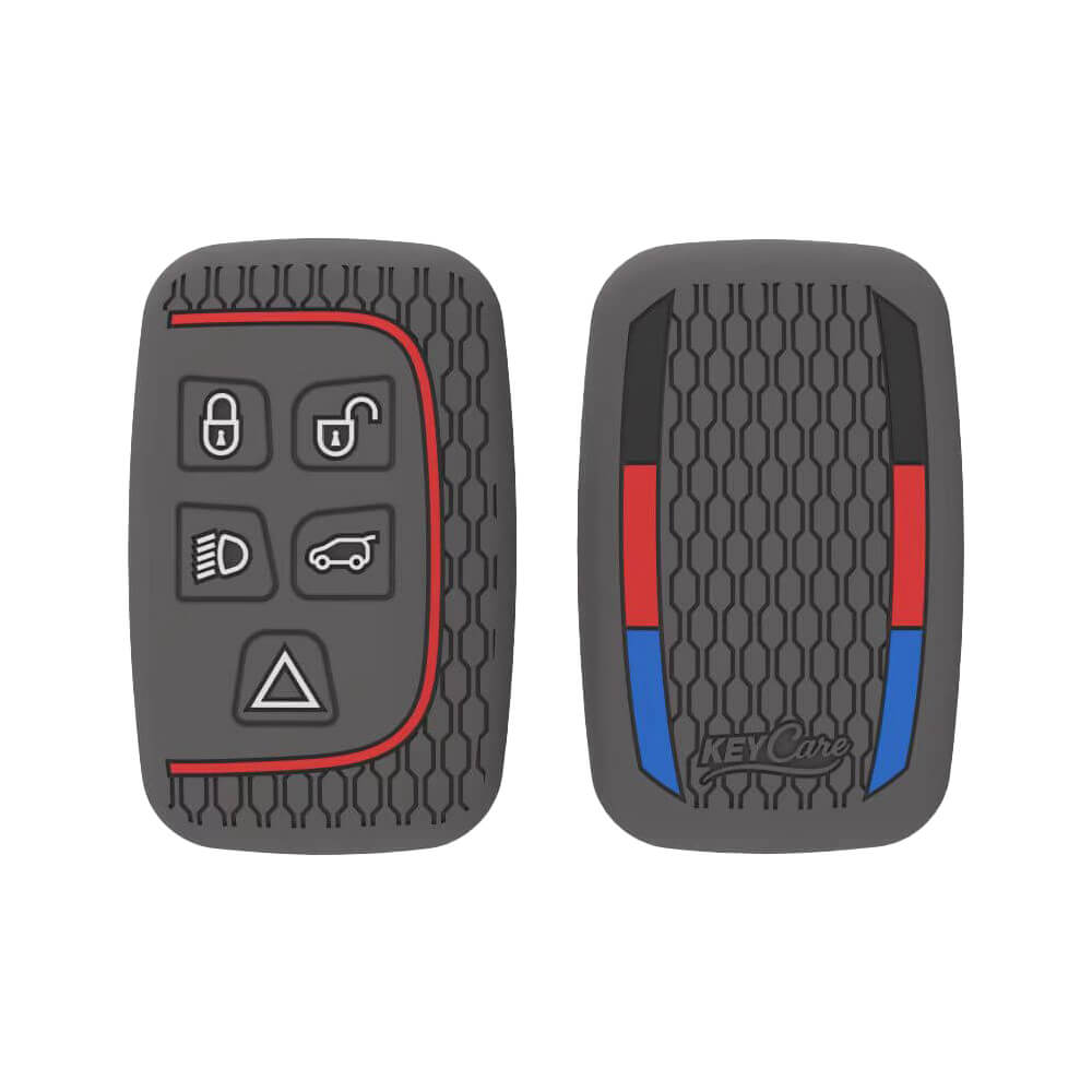 Keycare silicone key cover fit for Jaguar XF XJ XE F-PACE F-Type Range Rover Evoque Velar Discovery LR4 Land Rover Sport 5 button smart key (KC72) - Keyzone
