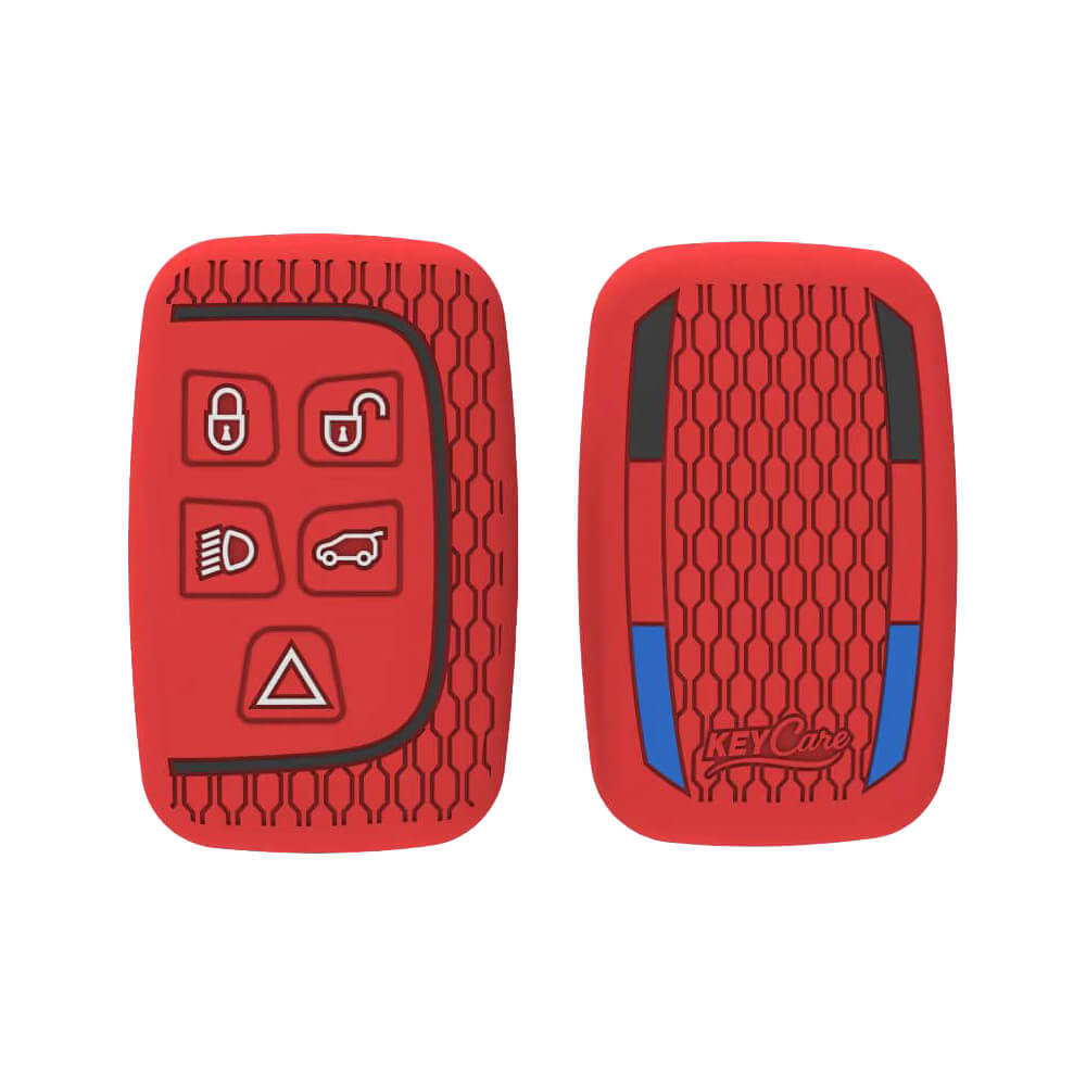Keycare silicone key cover fit for Jaguar XF XJ XE F-PACE F-Type Range Rover Evoque Velar Discovery LR4 Land Rover Sport 5 button smart key (KC72) - Keyzone