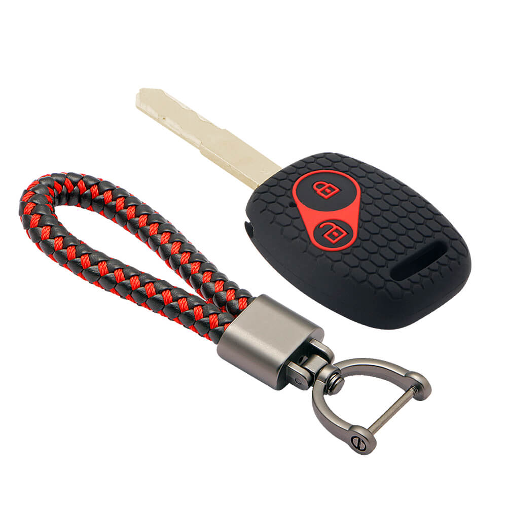 Keycare silicone key cover and keyring fit for : Honda 2 button remote key (KC-21, Leather Thread Keychain) - Keyzone