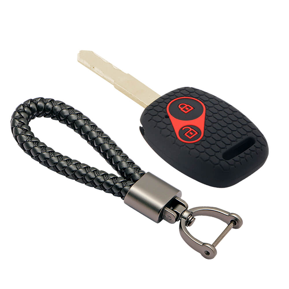 Keycare silicone key cover and keyring fit for : Honda 2 button remote key (KC-21, Leather Thread Keychain) - Keyzone
