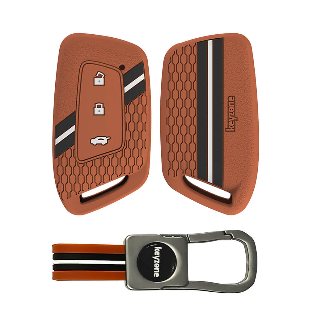 Keyzone striped silicone key cover & metal striped keyring for MG Hect