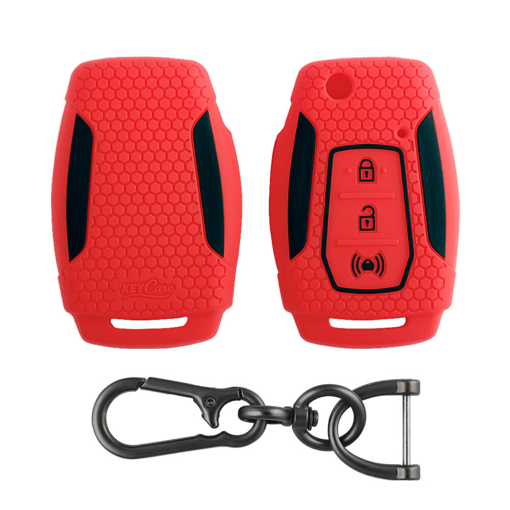 Keycare silicone key cover and keyring fit for : Xuv300, Alturas G4 flip key (KC-25, Zinc Alloy) - Keyzone