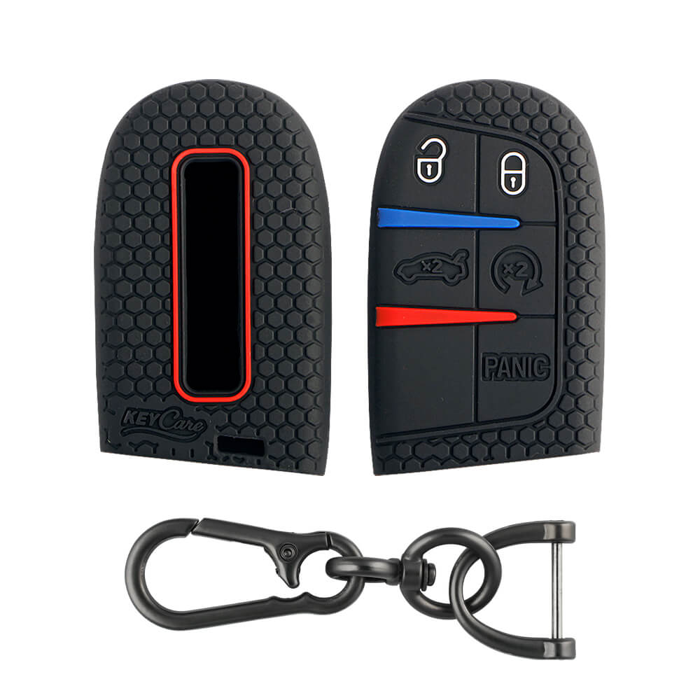 Keycare silicone key cover and keyring fit for : Compass, Trailhawk smart key (KC-28, Zinc Alloy) - Keyzone