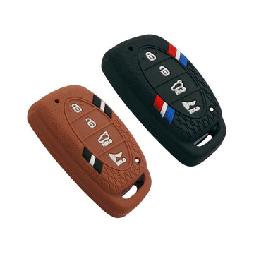 Keyzone Striped Key Cover – Mix Color Combo Offer (Buy 2 & Save) for Venue, Elantra, Tucson, i20 N Line 2021, Creta 2020, i20 2020 Hyundai 4 Button Smart Key (KZS-06)