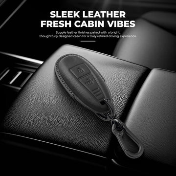 Keyzone Leather Key Cover & AC Vent Car Perfume with 4 fragrances for Suzuki Baleno, Ciaz, Ignis, SCross, Vitara Brezza 3 Button Smart Key