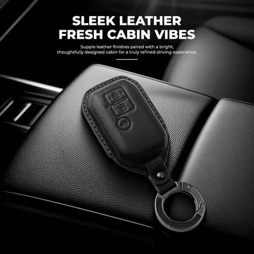 Keyzone Leather Key Cover & AC Vent Car Perfume Compatible for Suzuki Victoris, Dzire, Ertiga 3 Button Smart Key(PK06)