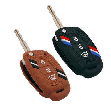 Keyzone Striped Key Cover – Mix Color Combo Offer (Buy 2 & Save) for Creta, i20, Venue, Tucson, Alcazar, Exter, Grand i10, Aura, Xcent Flip Key (KZS-03)