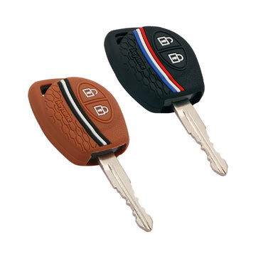 Keyzone Striped Key Cover – Mix Color Combo Offer (Buy 2 & Save) for Fronx, Jimny, Swift, Dzire, XL6, Ignis, Grand Vitara, Brezza, WagonR, Vitara Brezza, Celerio, Ertiga, Ciaz, S-Cross, Baleno, Alto, Glanza, Urban Cruiser, Hyryder Smart Key (KZS04)