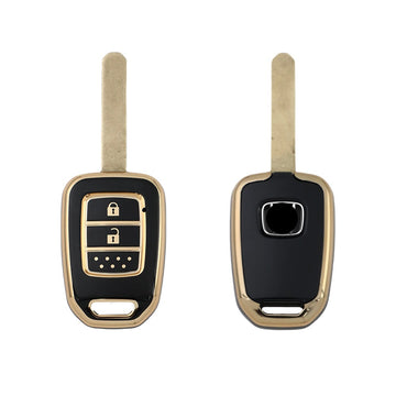 Keyzone TPU key cover & keychain for City, Civic, Jazz, Amaze 2014 onwards 2 button remote key (TP33, TPKeychain)