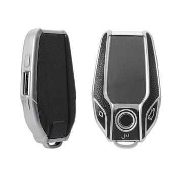Keyzone Leather TPU Key Cover Compatible for BMW X Series LCD Display Smart Key (LTPU68) - Keyzone
