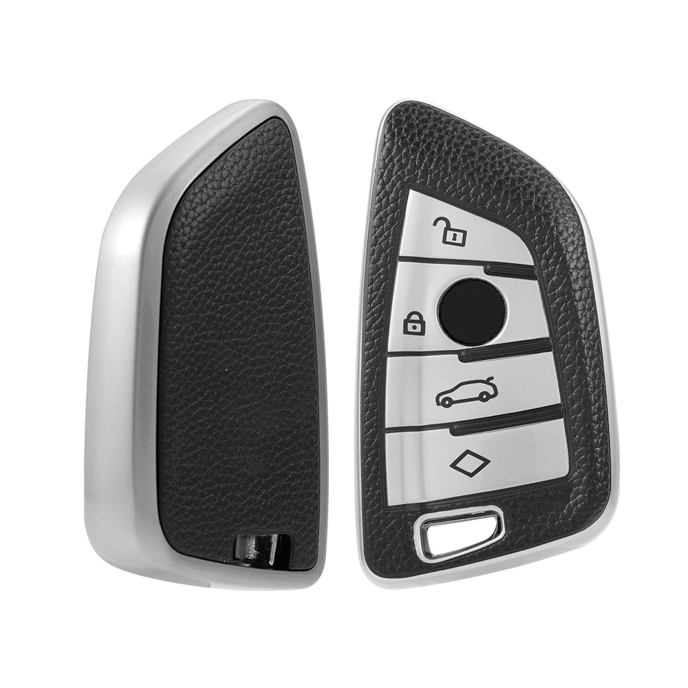 Keyzone leather TPU Key Cover For BMW : X1, X3, X6, X5, 5 Series, 6 Series, 7 Series 4 Button Smart Key (T2) (LTPU52) - Keyzone