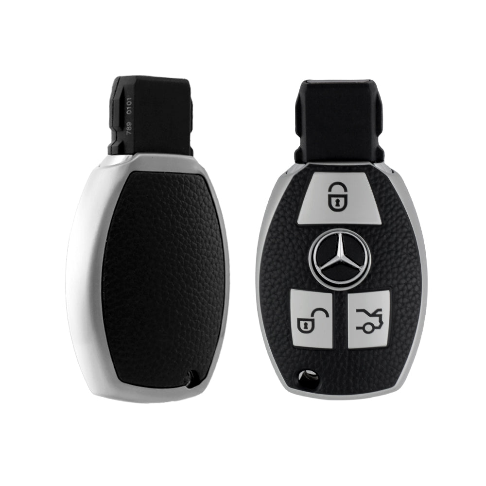Keyzone leather TPU key cover for Mercedes Benz: C E M S CLS CLK GLK GLC G Class 3 button smart key (LTPU54_3b) - Keyzone