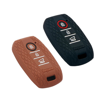 Keyzone Striped Key Cover – Mix Color Combo Offer (Buy 2 & Save) for Seltos 3 Button Smart Key (KZS-09)