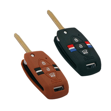 Keyzone Striped Key Cover – Mix Color Combo Offer (Buy 2 & Save) for Seltos, Sonet, Carens 3 Button Flip Key (KZS-08)