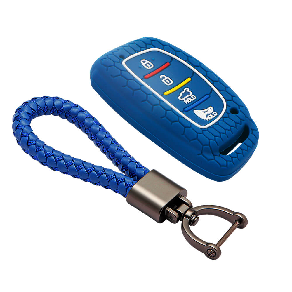 Generic Luminous Leather Car Key Fob Cover Case Set Keychain For Hyundai  Tucson Creta Ix25 I10 I20 I30 Verna Mistra Elantra (C-blue) @ Best Price  Online