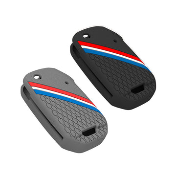 Keyzone striped silicone key cover for Kia Carens Clavis, Seltos, Sonet, Carens 3 button flip key (KZS-26)