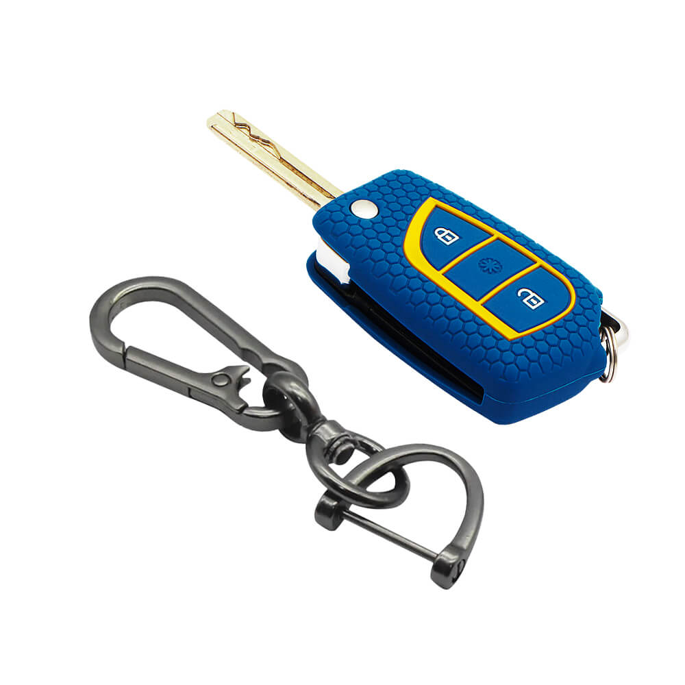 Keycare silicone key cover and keyring fit for : Innova Crysta, Corolla Altis 3 button flip key (KC-42, Zinc Alloy) - Keyzone