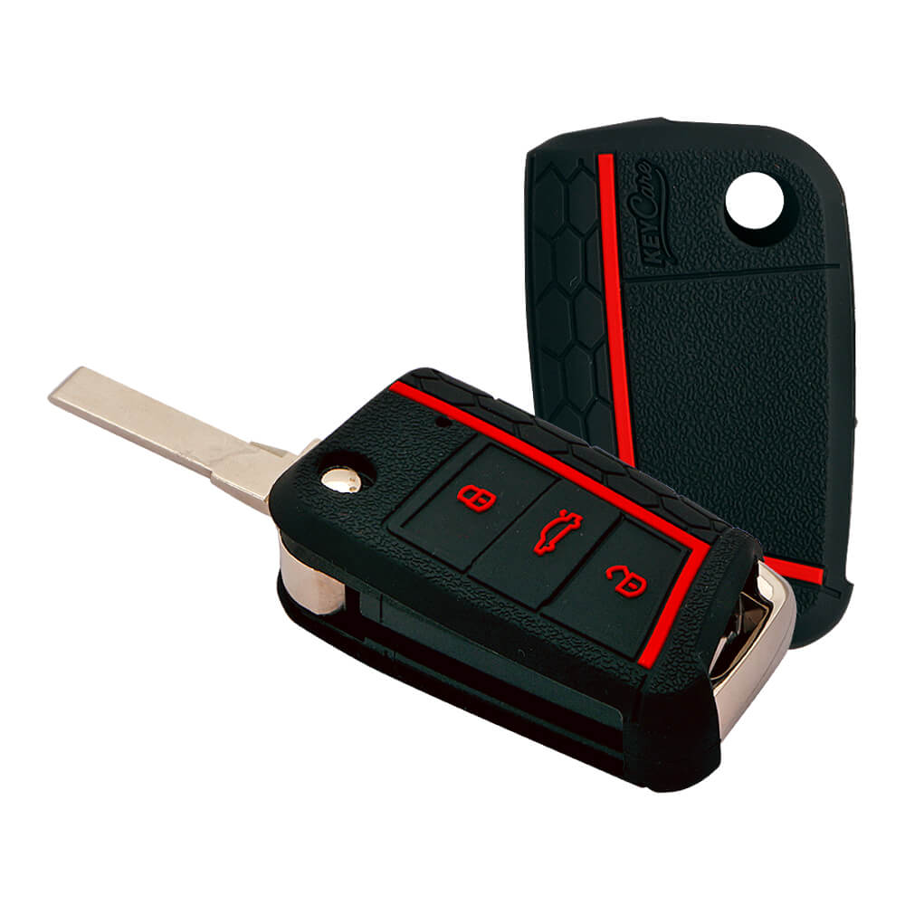 Keycare silicone key cover fit for : Virtus, Tiguan, T-ROC, Taigun, New Jetta 3 button flip key (KC-44)