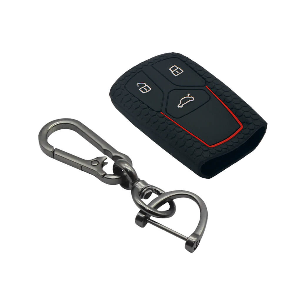Keycare silicone key cover and keyring fit for : Audi 3 button smart key (KC-47, Zinc Alloy) - Keyzone