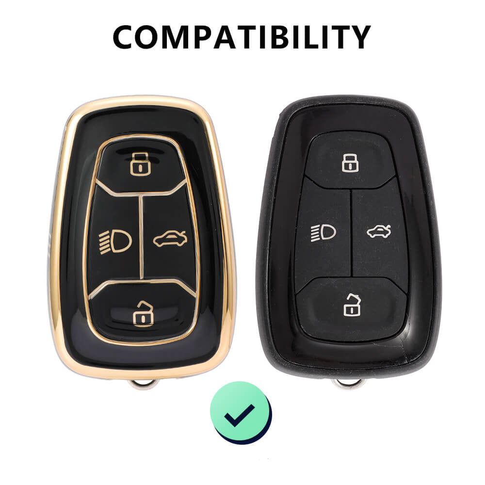 Keyzone striped key cover and keychain fit for : Tata Nexon, Altroz,  Harrier, Tigor Bs6, Safari Gold, Punch, Tigor Ev, Safari 2021 4 button  smart key