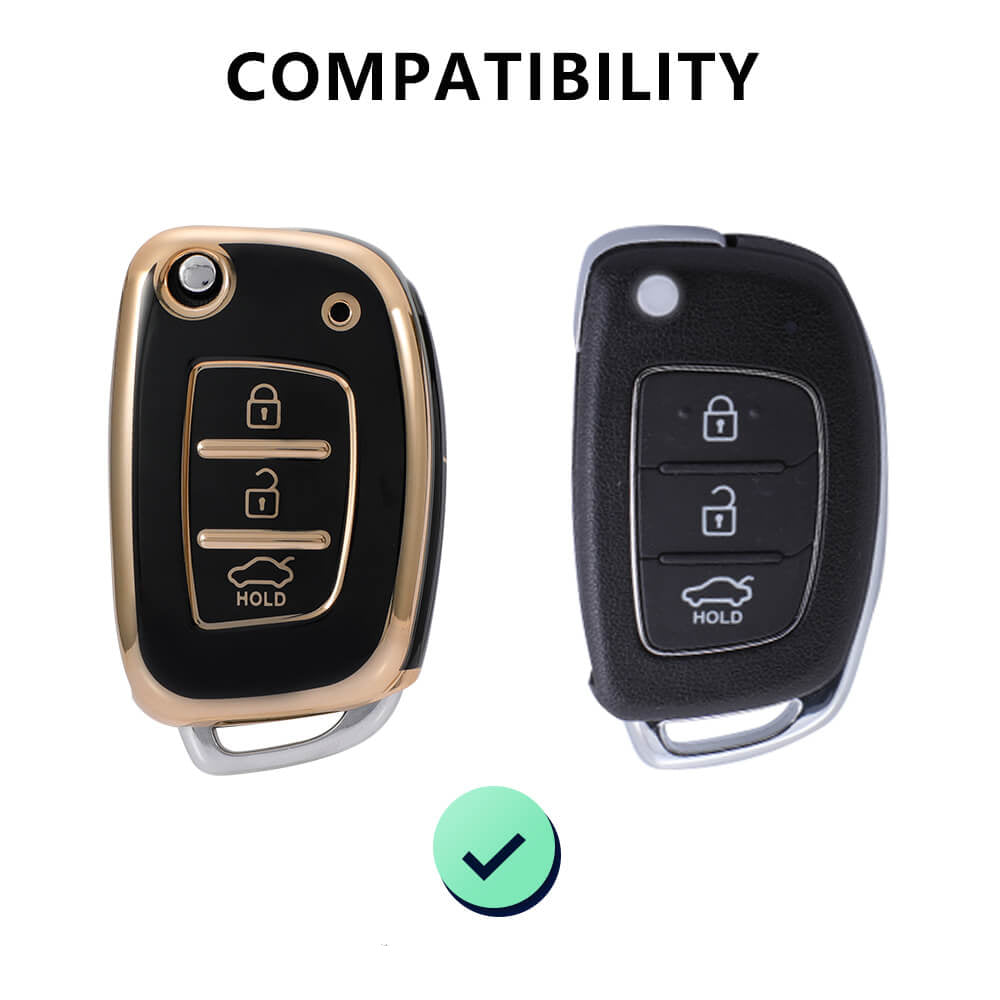 Keyzone Pack of 2 TPU Key Cover For Hyundai : Creta, I20 2020, I20 Elite, I20 Active, Grand I10, Aura, Xcent 19 Onwards, Venue Flip Key (KZTP10-Pack of 2) - Keyzone