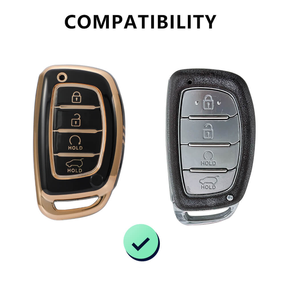 Keyzone Pack of 2 TPU Key Cover For Hyundai : Alcazar, Creta 2021 4 Button Smart Key (KZ-TP-67-Pack of 2) - Keyzone
