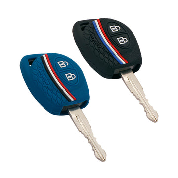Keyzone Striped Key Cover – Mix Color Combo Offer (Buy 2 & Save) for Fronx, Jimny, Swift, Dzire, XL6, Ignis, Grand Vitara, Brezza, WagonR, Vitara Brezza, Celerio, Ertiga, Ciaz, S-Cross, Baleno, Alto, Glanza, Urban Cruiser, Hyryder Smart Key (KZS04)