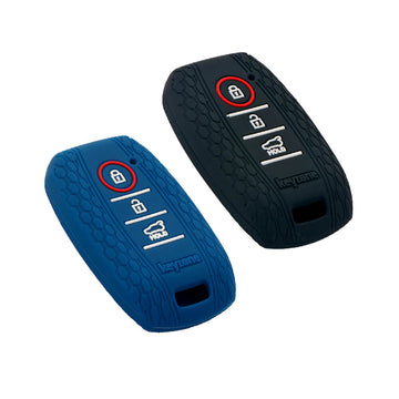 Keyzone Striped Key Cover – Mix Color Combo Offer (Buy 2 & Save) for Seltos 3 Button Smart Key (KZS-09)