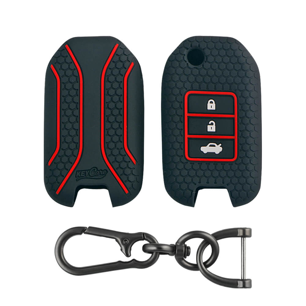 Keycare silicone key cover and keyring fit for : City, Wr-v flip key (KC-50, Zinc Alloy) - Keyzone