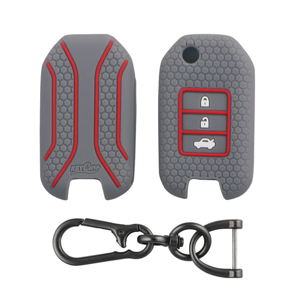 Keycare silicone key cover and keyring fit for : City, Wr-v flip key (KC-50, Zinc Alloy)