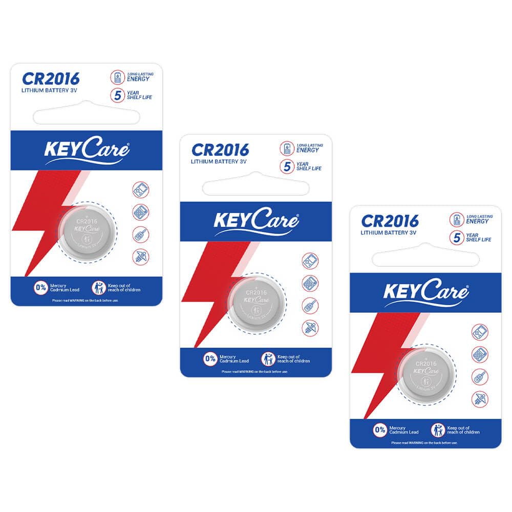 KeyCare CR2016 Lithium Coin Batteries 3V (Pack of 3)