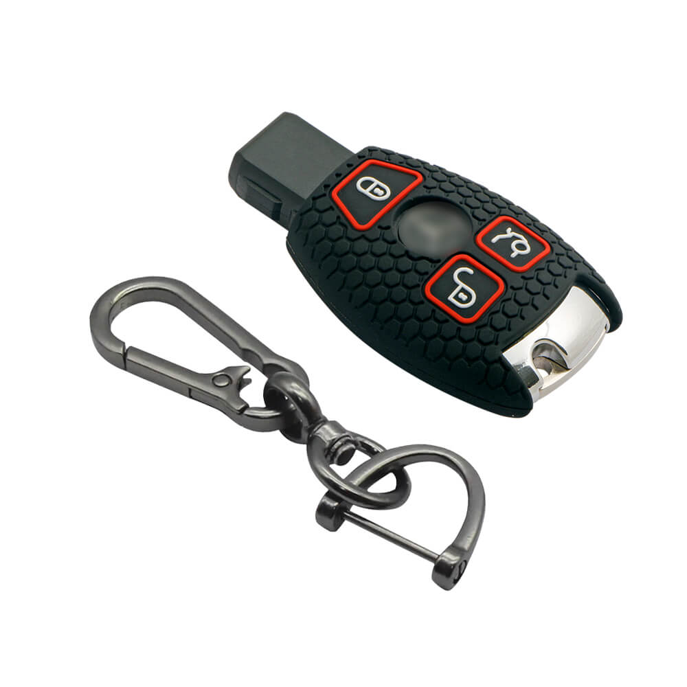Keycare silicone key cover and keyring fit for : Mercedes Benz 3 button smart key (KC-54, Zinc Alloy) - Keyzone