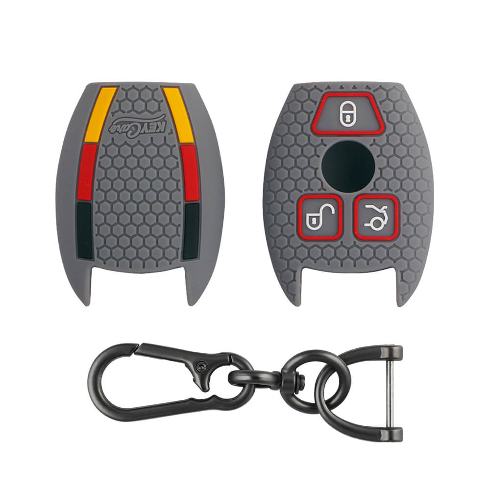 Keycare silicone key cover and keyring fit for : Mercedes Benz 3 button smart key (KC-54, Zinc Alloy) - Keyzone