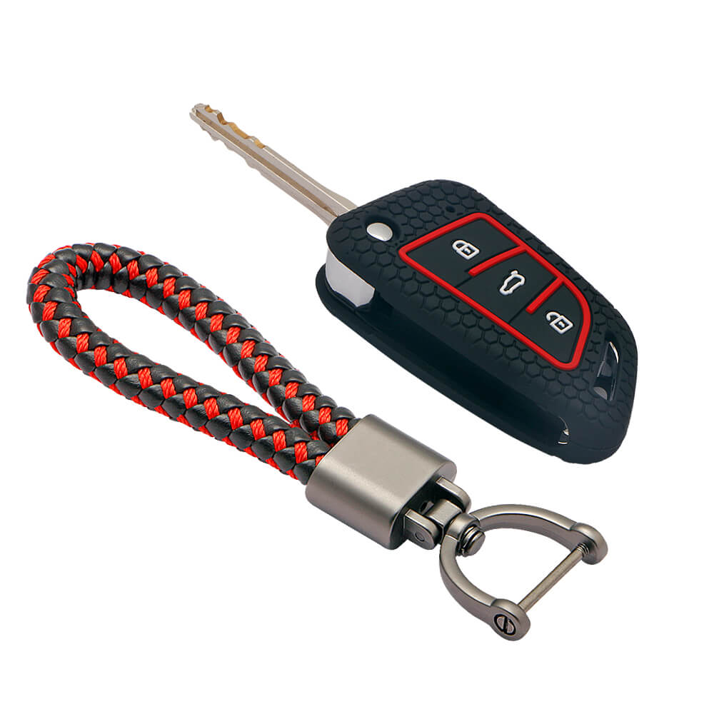 Keycare silicone key cover and keyring fit for : Keydiy B29 Universal remote flip key (KC-55, Leather Thread Keychain) - Keyzone