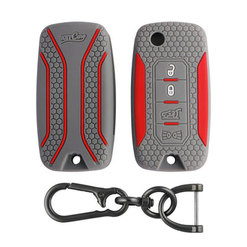 Keycare silicone key cover and keyring fit for : Jeep Compass, Compass Trailhawk, Wrangler (KC-56, Zinc Alloy)