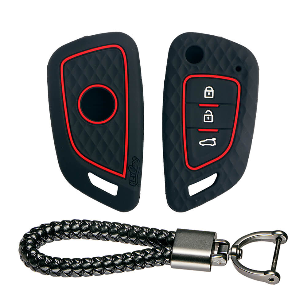 Keycare silicone key cover and keyring fit for : Xhorse Df Model Universal remote flip key (KC-59, Leather Thread Keychain) - Keyzone