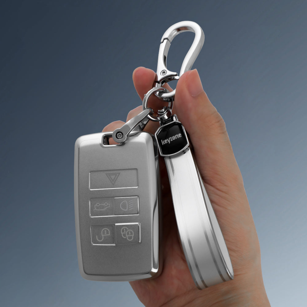 Keyzone silver dust TPU key cover & keychain for Range Rover : Sport,
