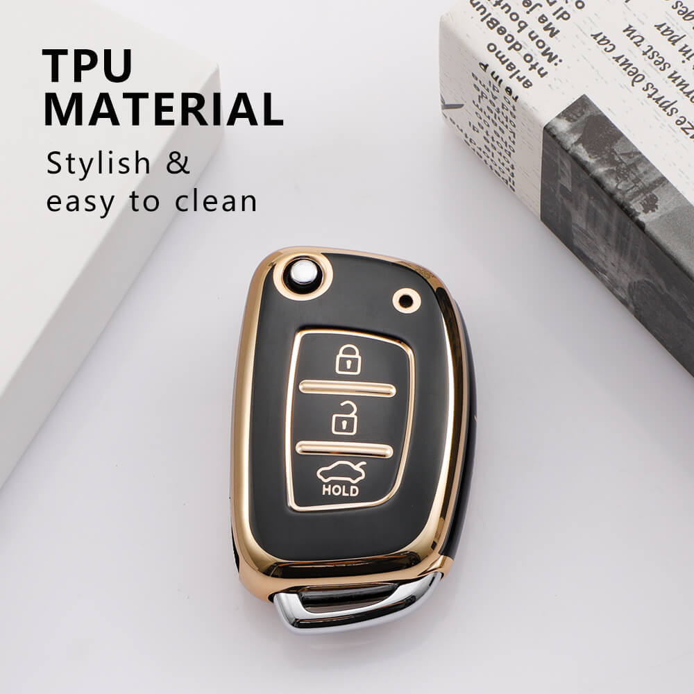 Keyzone Pack of 2 TPU Key Cover For Hyundai : Creta, I20 2020, I20 Elite, I20 Active, Grand I10, Aura, Xcent 19 Onwards, Venue Flip Key (KZTP10-Pack of 2) - Keyzone