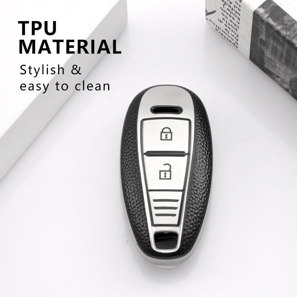 Keyzone leather TPU key cover compatible for Ciaz, Baleno, S-cross, Vi