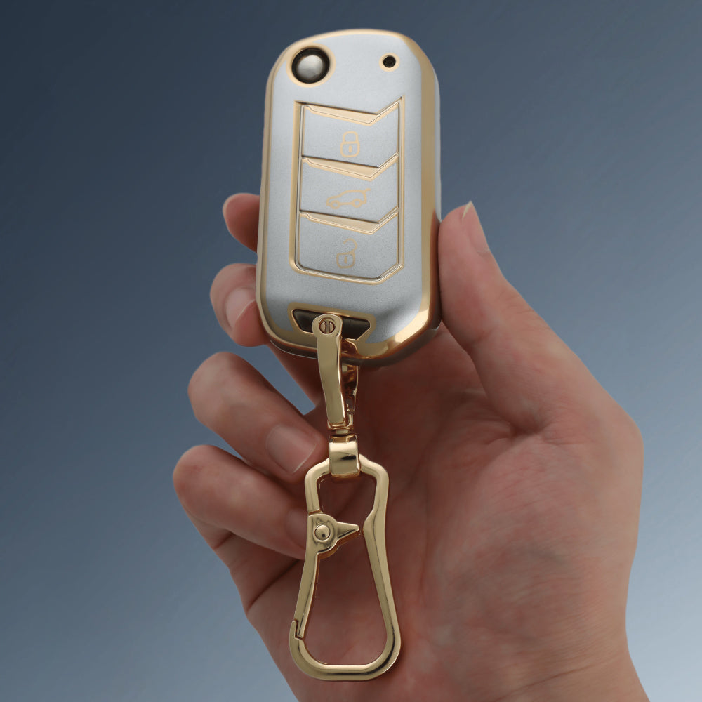 Keyzone DTPU key cover & alloy keychain for Thar, Scorpio, Bolero, XUV700, XUV400, XUV3XO, XUV300, TUV300, Marazzo flip key (DTP09, DAlloy)