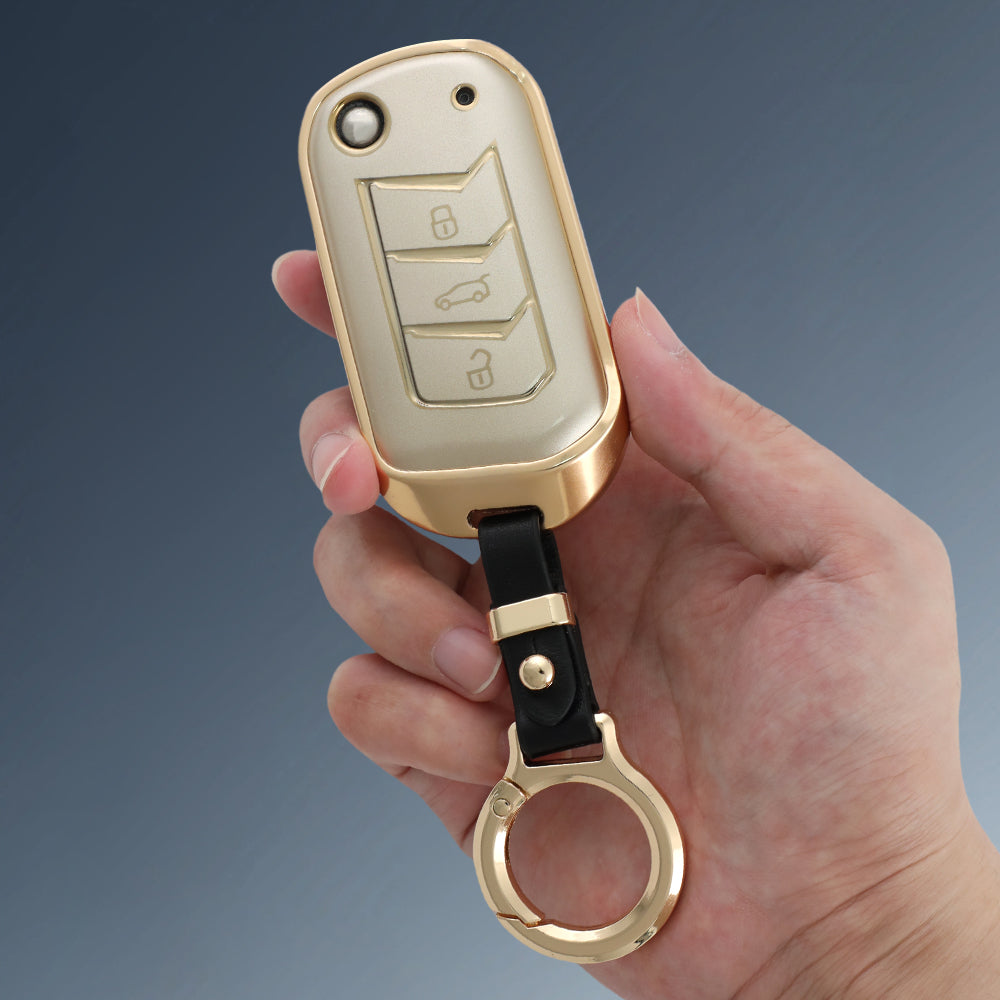 Keyzone aluminium alloy key cover for Thar, Thar Roxx, Bolero, Scorpio, XUV700, XUV400, XUV3x0, XUV300, TUV300, Marazzo flip key (ALM09, Push button start models)