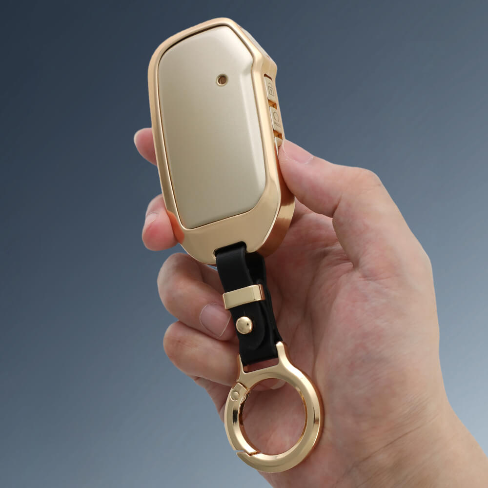 Keyzone aluminium alloy key cover for Kia Carens Clavis, Seltos, Sonet 4 button smart key (ALM77)