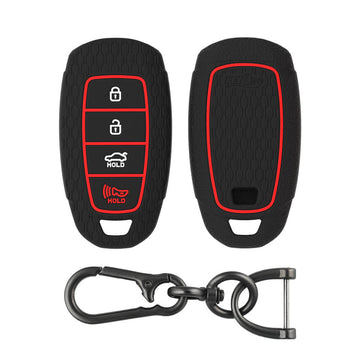 Keycare silicone key cover and keyring fit for : Verna 2020 4 button smart key (KC-60, Zinc Alloy) - Keyzone