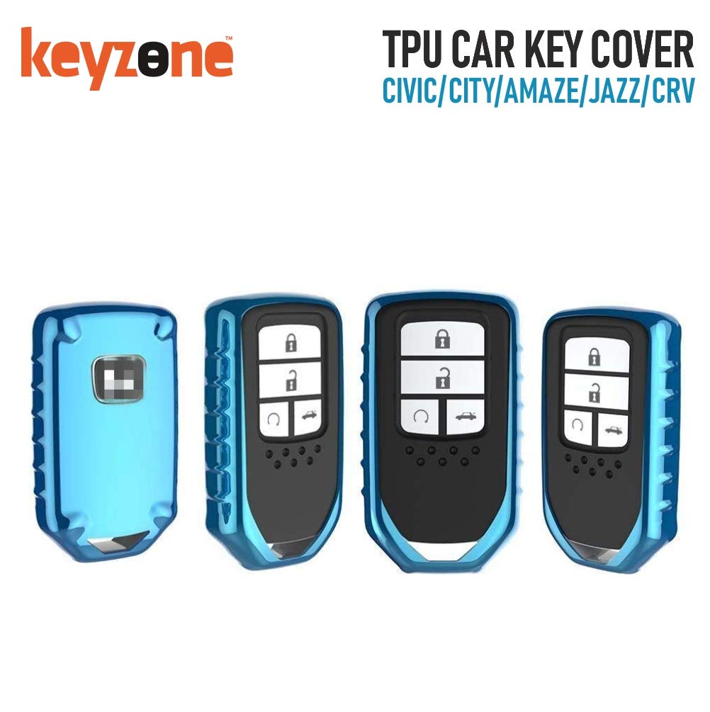 Keyzone TI-TPU key cover fit for : Honda City, Elevate, Civic, Jazz, Brio, Amaze, CR-V, WR-V, BR-V, Mobilio, Accord 2b/3b/4b/5b Smart Key (Ti-TPU) - Keyzone