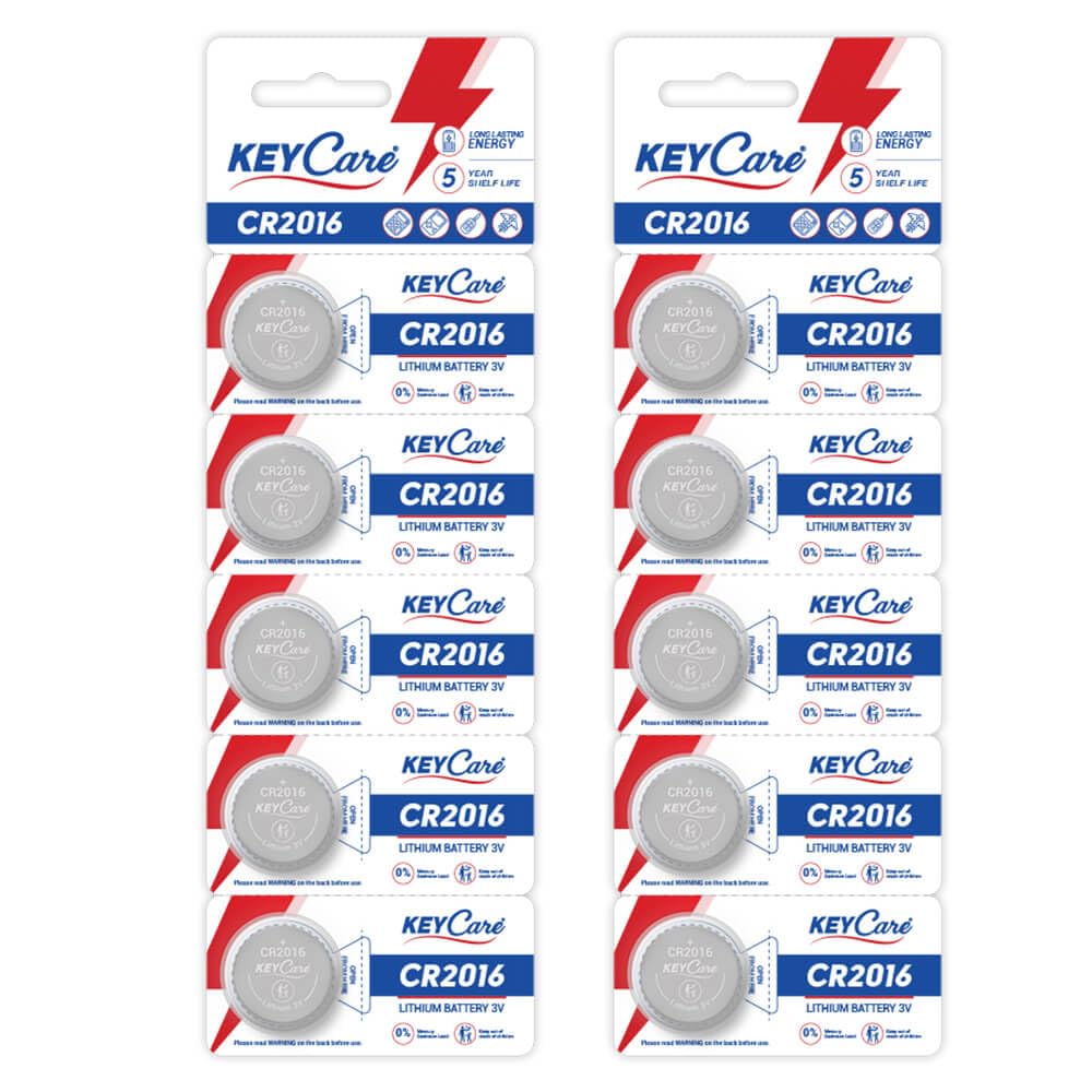 KeyCare CR2016 Lithium Coin Batteries 3V (Pack of 10)
