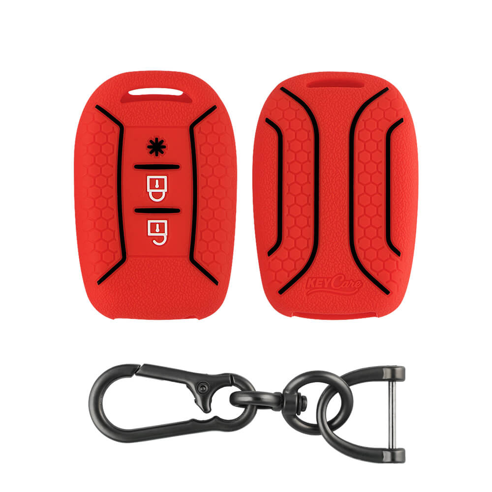 Keycare silicone key cover and keychain fit for : Duster 2020 3 button remote key (KC-62, Zinc Alloy)