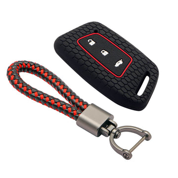 Keycare silicone key cover and keyring fit for : Mg Hector New smart key (KC-64, Leather Thread Keyring)